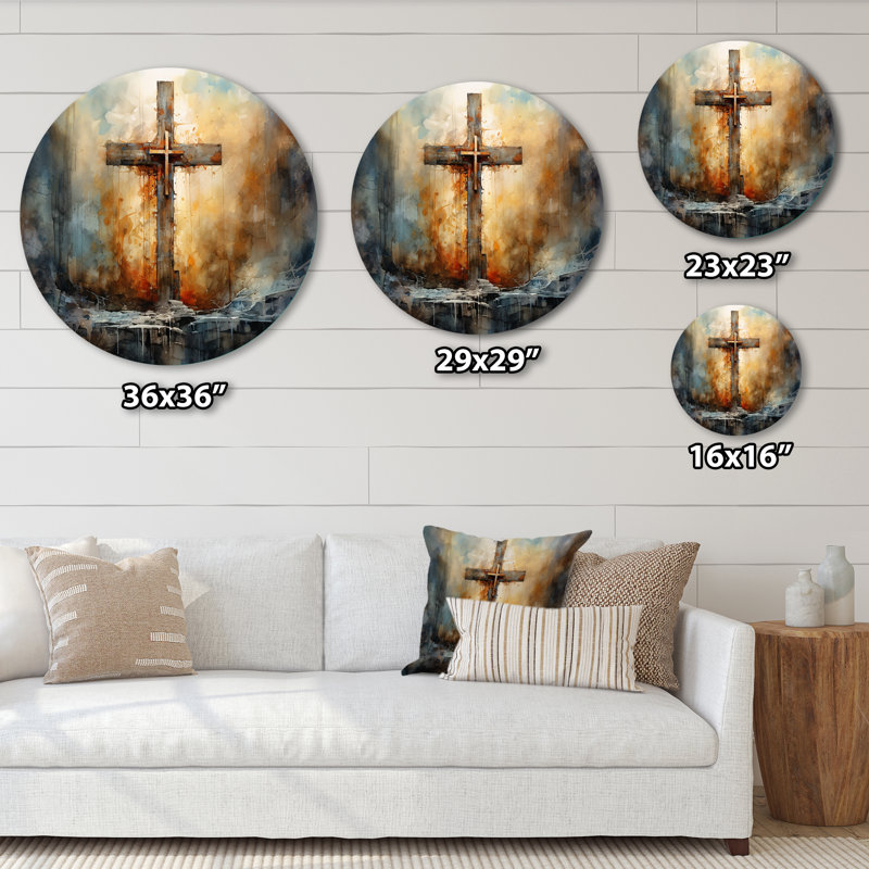 Cross A Powerful Symbol - Fantasy Round Metal Art, 36" H x 36" W