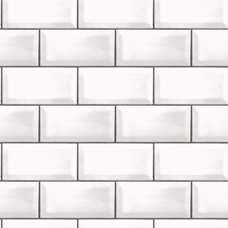 Labanna Metro Tile 10m X 53cm Wallpaper Roll, White/Black