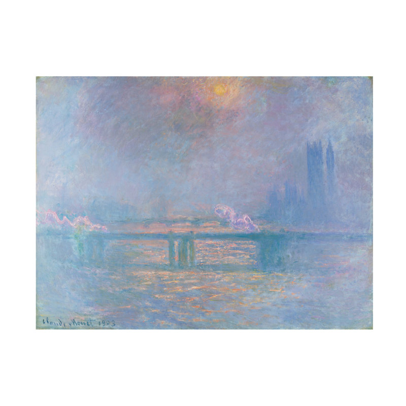 La Tamise avec pont Charing Cross sur toile par Claude Monet, H 14 po x l 19 po x P 2 po