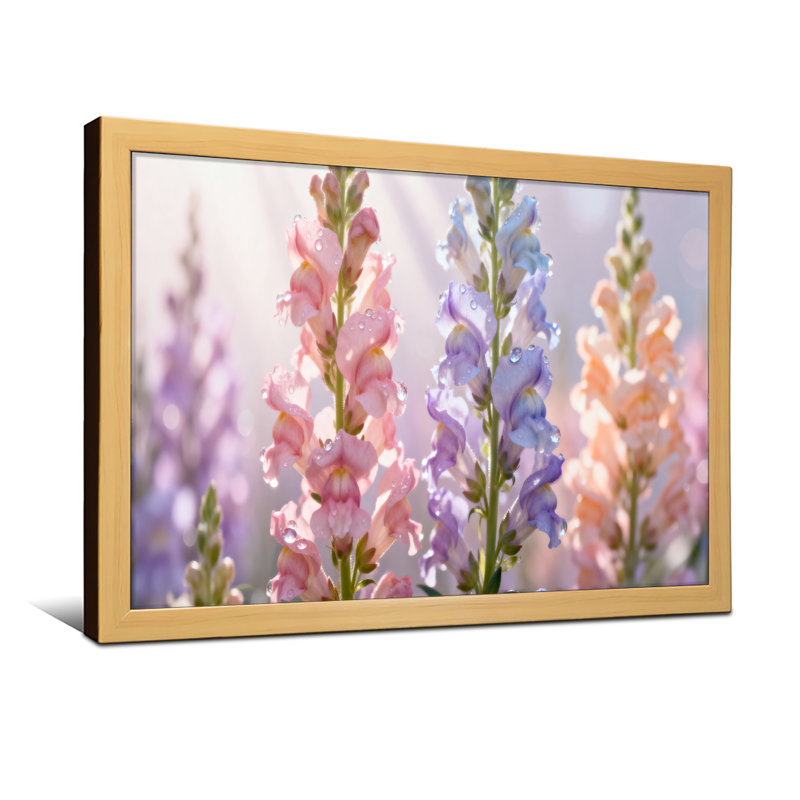 Plantes et fleurs Fleurs pastel sur fond doux, H 12 po x l 18 po, Noir, Impression encadrée sans passe-partout