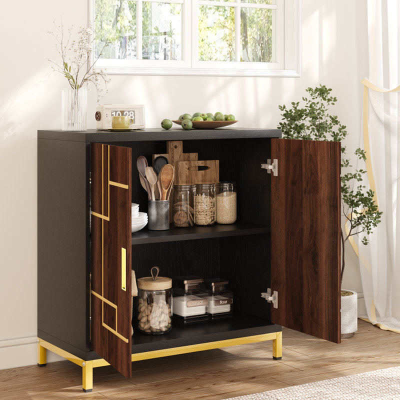 2 - Door Sideboard, Storage Cabinet With Steel Feet