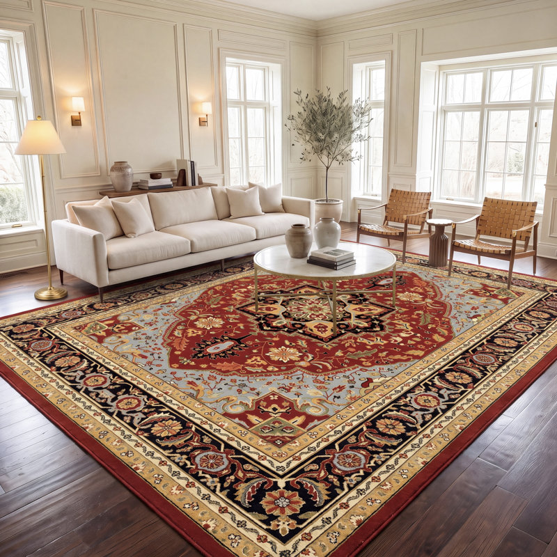 Tapis oriental ivoire / rouge Klose, Red, Rectangle 10 pi x 14 pi
