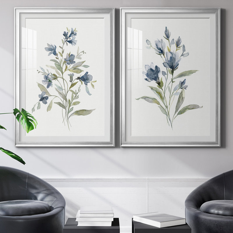 Linen Botanical III - ensemble de 2 reproductions d'art, Impression encadrée avec passe-partout, H 18,5 po x l 24,5 po