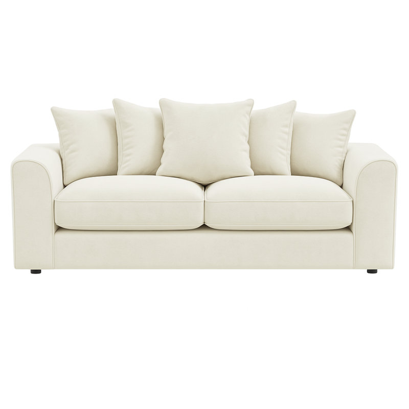 3 Seater Velvet Sofa, Cream