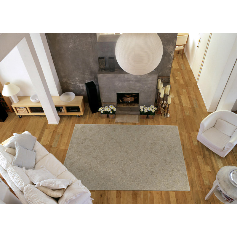 Tapis brun clair touffeté floral Spafford, Carré 12 po
