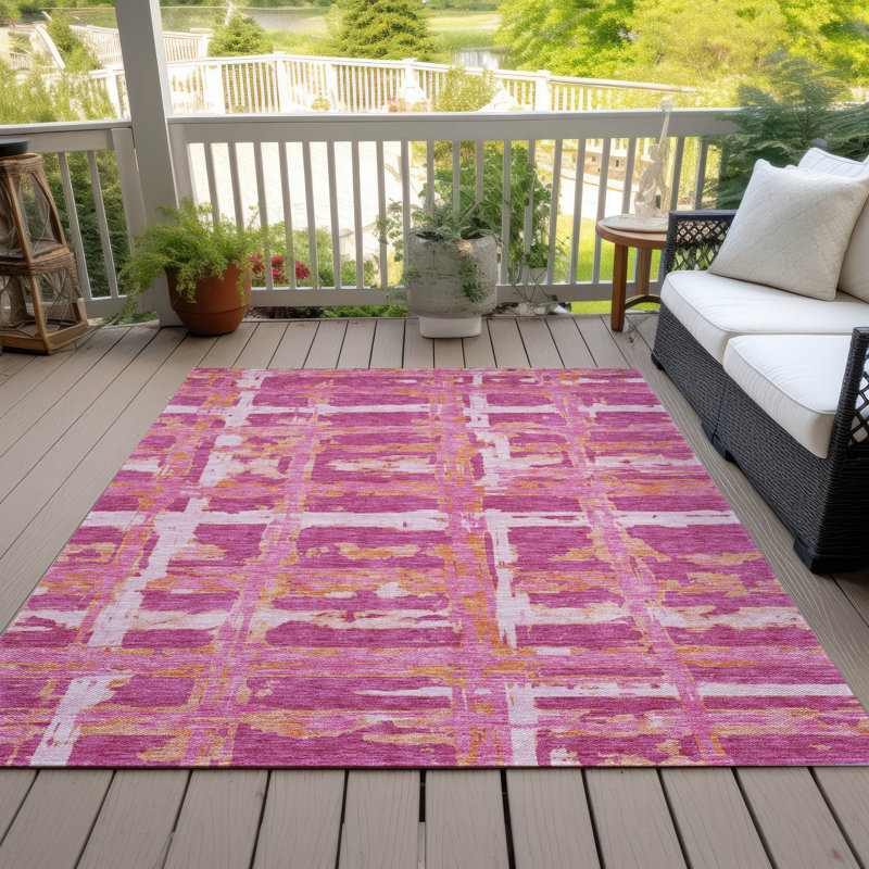 Mahaney Washable Striped Indoor / Outdoor Rug, Rectangle 9' x 12'