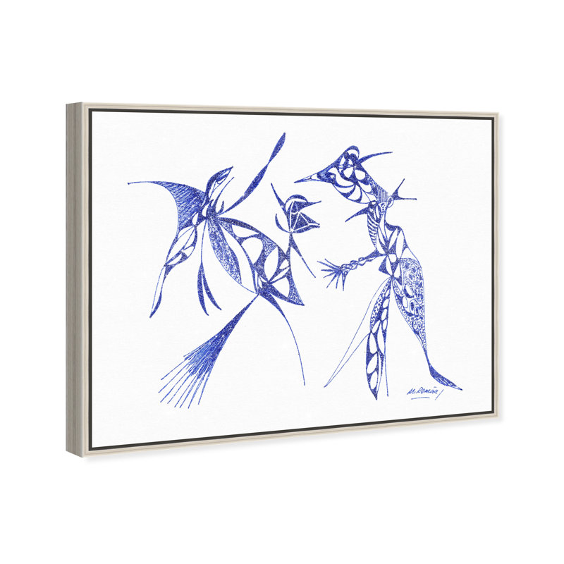 Manuel Roman - Dueling Herons Print by Oliver Gal, 17"H x 21"W, Silver Floater Frame