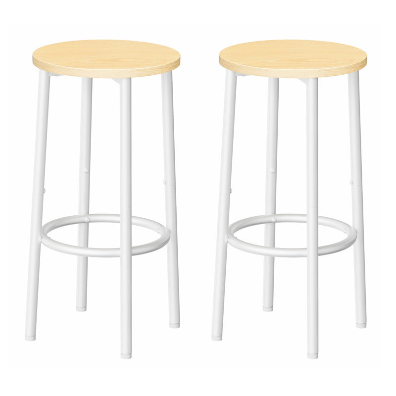 Swivel Counter Stool with Metal Frame, Natural Seat/White Frame