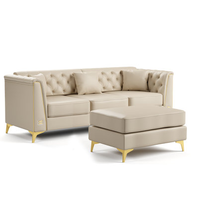 Canapé Chesterfield modulaire léger de luxe avec capitonnage à boutons