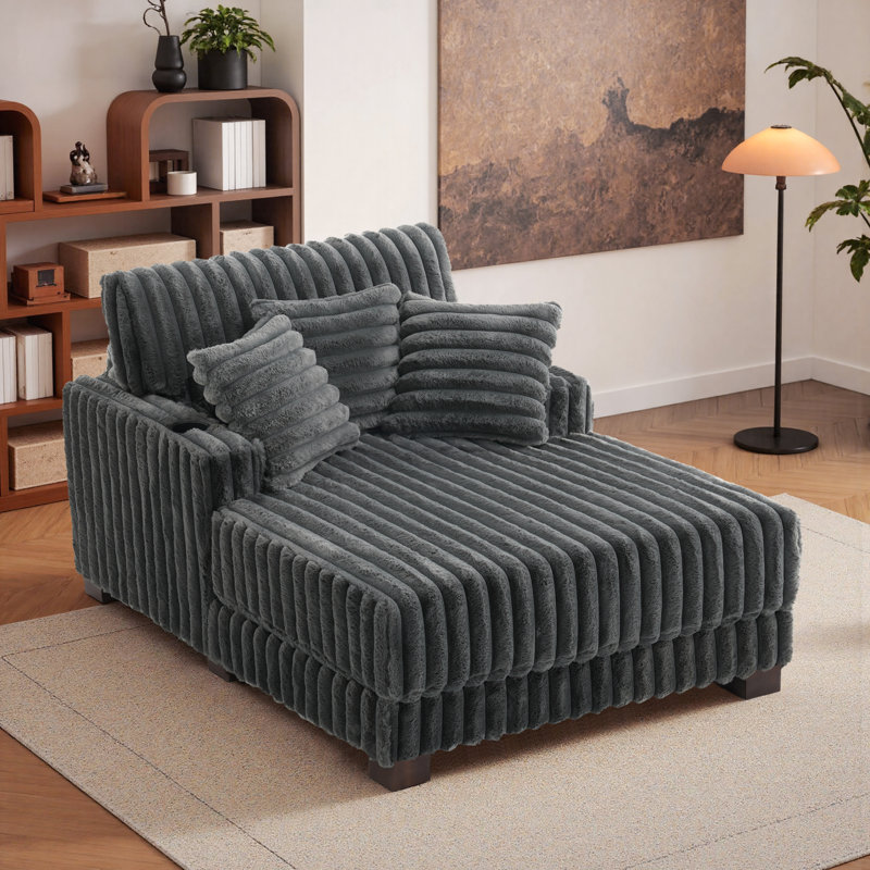 Upholstered Chaise Lounge, Dark Grey 
