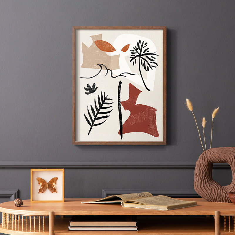 «Soft Palms VI», reproduction encadrée - bois massif, Cadre photo brun simple, H 14 po x l 11 po