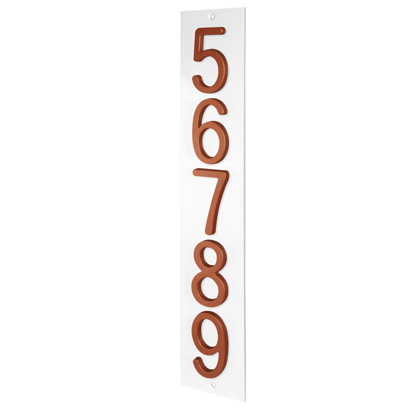 Plaque d'adresse verticale en aluminium Royal Shade, Cuivre, Oui, Blanc