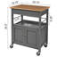Chariot pour îlot de cuisine avec roulettes verrouillables H 35,5 po x l 28,75 po Alezandro, armoire de rangement, tiroir et plateau en bois de bambou naturel, base grise-1359332731