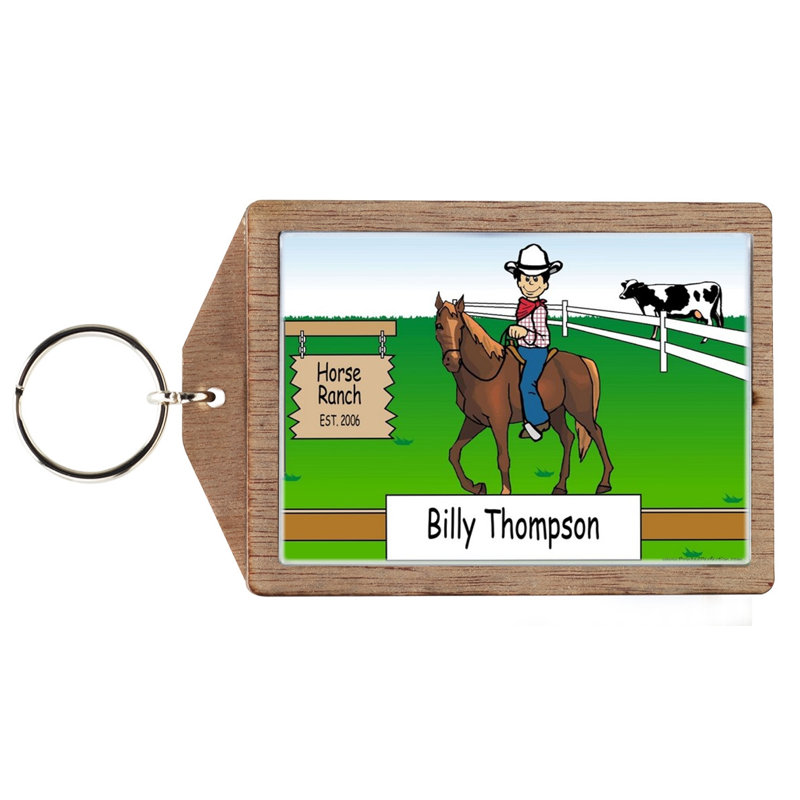 Porte-clés personnalisé en bois Cowboy, Oui