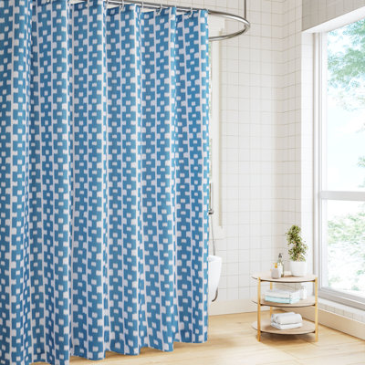 71" W Textured Shower Curtain Set with Hooks 