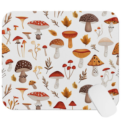 Botanical Cottagecore Mushrooms II Plants Cottage Gaming Cute Office Laptop Desk Pad Gift Mat Square Rectangle Non-Slip Mousepad