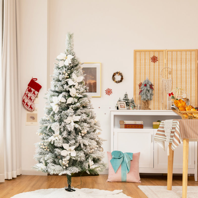 Arbre de Noël blanc effilé, H 5 pi