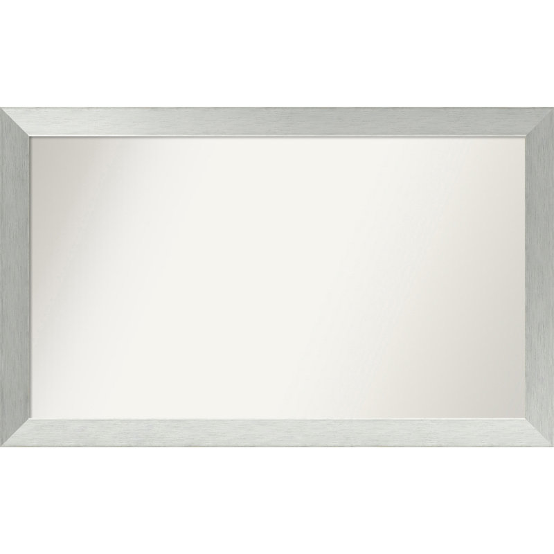 Miroir de salle de bain mural en argent brossé sans cadre, Rectangle, 27 po x 44 po
