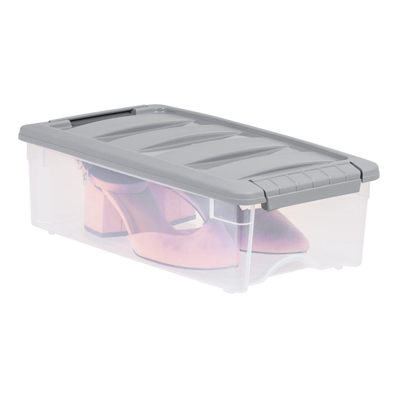Plastic Storage Containers With Secure Latching Lids, Stackable Organization Bins, 5 Quart, Set Of 10