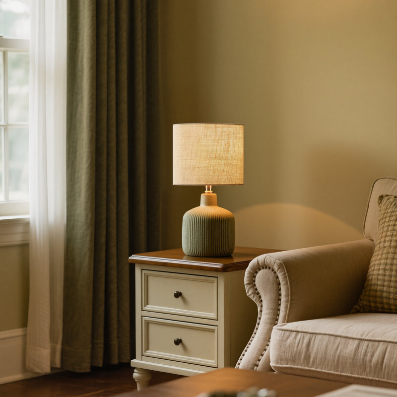 Lampe de table en céramique 17,5 ", Vert
