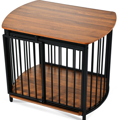 31.5" Medium Dog Cage, Brown, Made Of Quality Materials, Long-lasting Brown Cage With Double-doors, For Small To Dogs, Stylish