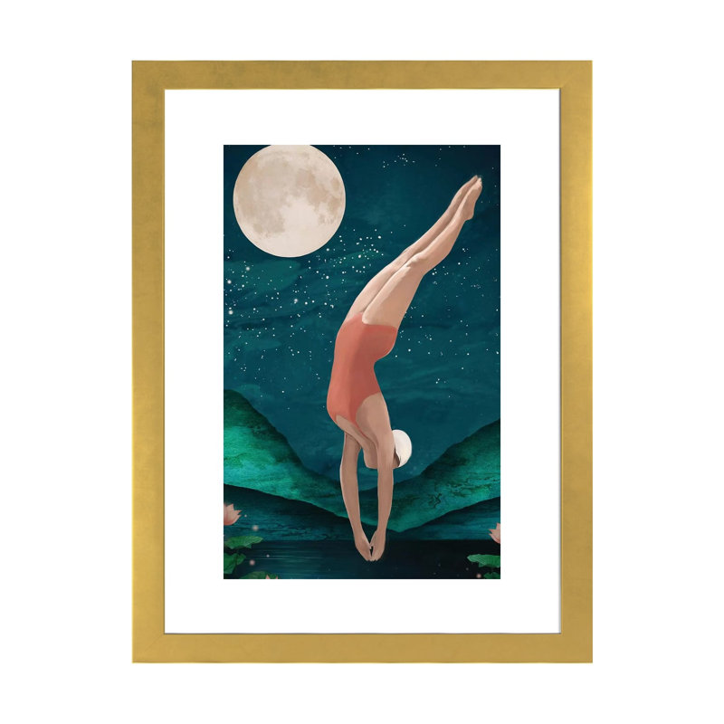 Print, Blanc, H 32 po x l 24 po x p 1 po, Papier encadré doré