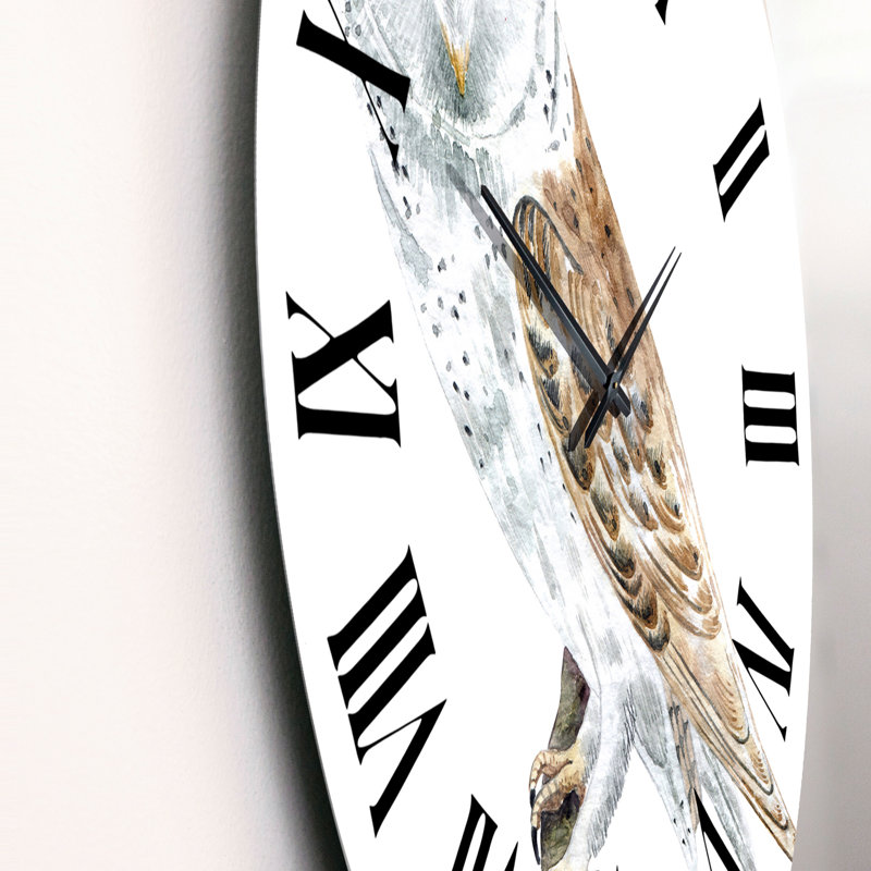 Portrait d'une chouette effraie II - Horloge murale traditionnelle, Médium