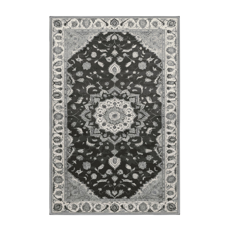 Machine Washable Tabriz Brown Area Rug, Rectangle 2' x 3'