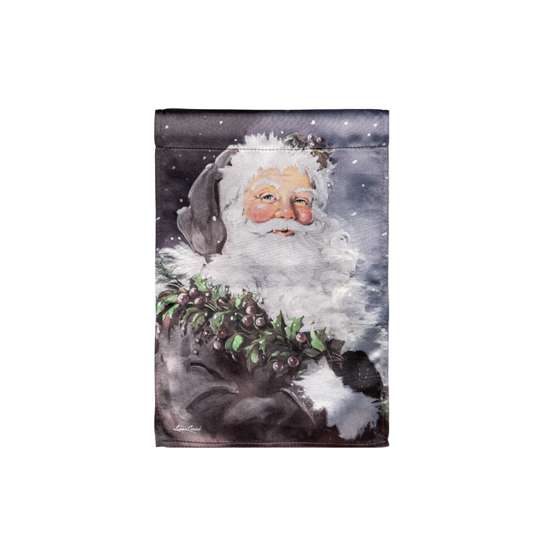Père Noël en hiver, drapeau de jardin lustré