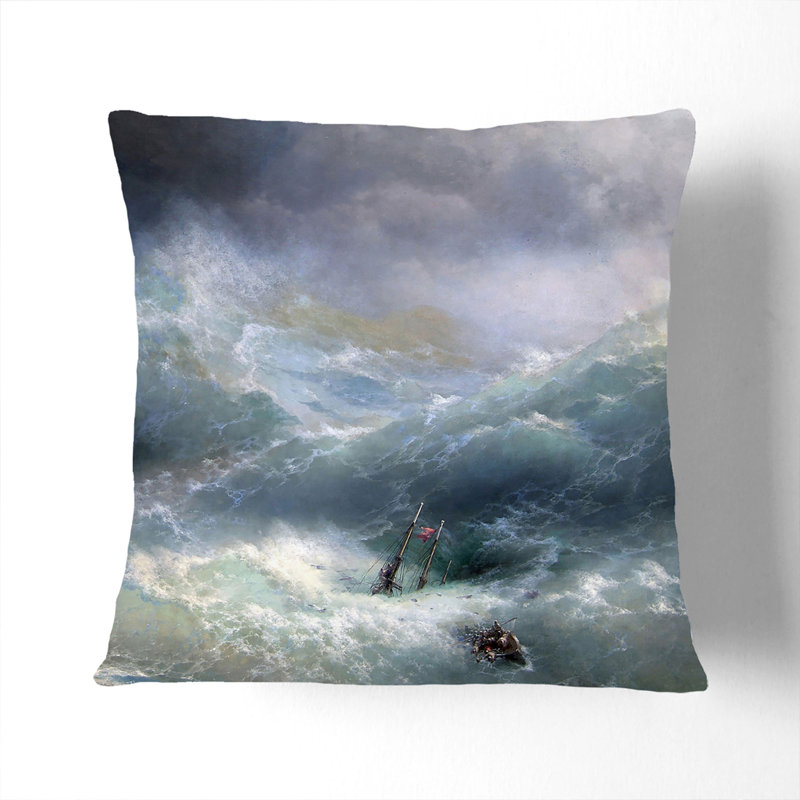 The Wave Scatter Cushion with Filling, Stone, 55cm H x 55cm W x 20cm D