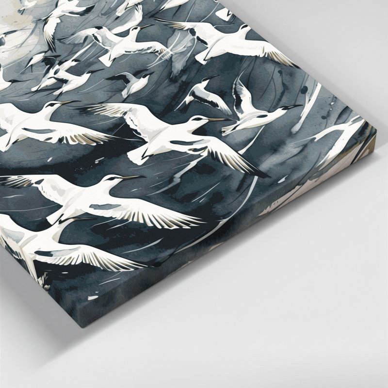 Oiseaux, art mural noir sur toile Kittiwake, H 8 po x l 8 po