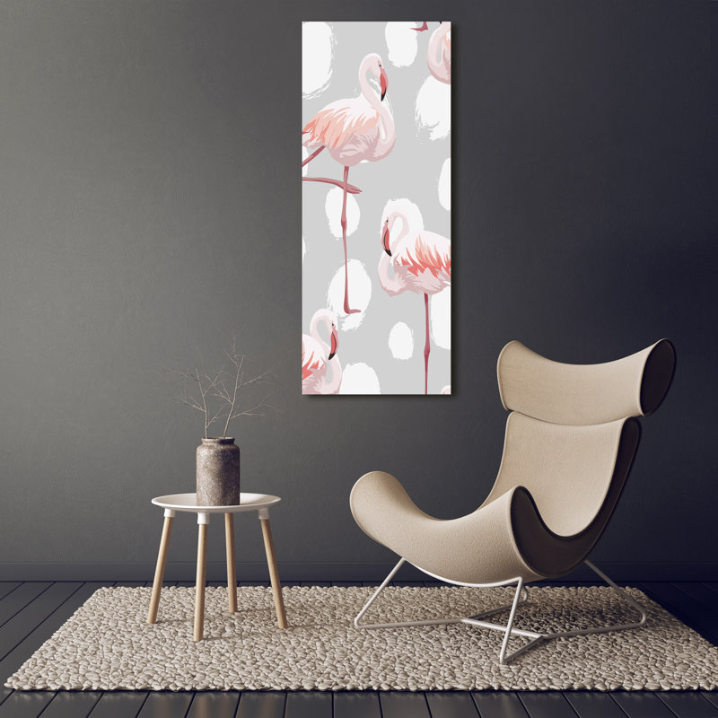 Flamingos And Dots - Wrapped Canvas Print