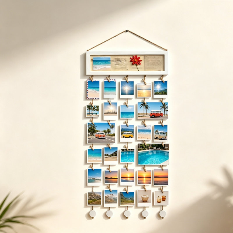 White Wood Clip Picture Frame - Frames Included: 1