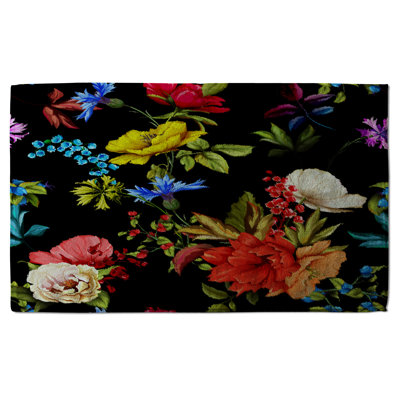 Floral Waffle Texture Tea Towel Kitchen Towel