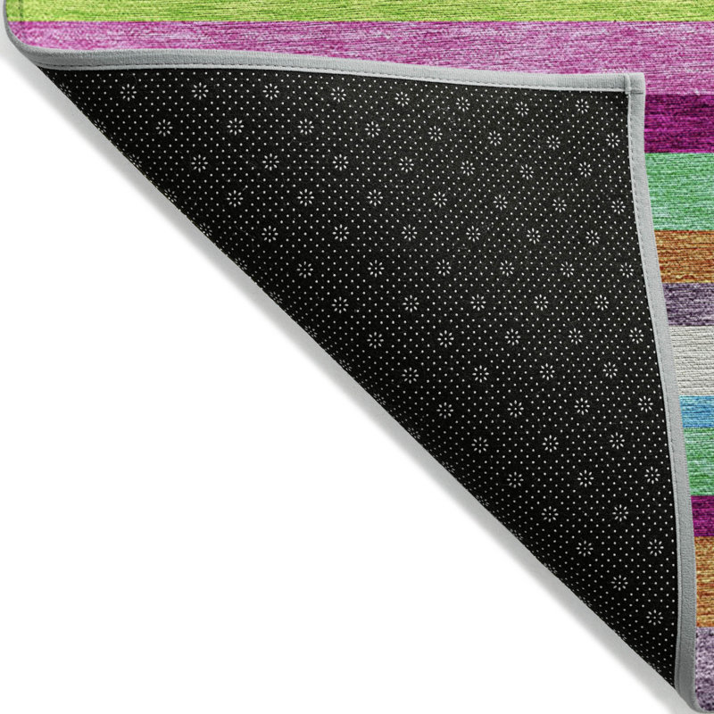 Tapis extérieur lavable rayé orange et vert lime 5 pi x 8 pi