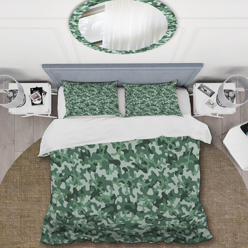 Camouflage militaire vert tendance - ensemble de housse de couette abstrait - microfibre de polyester