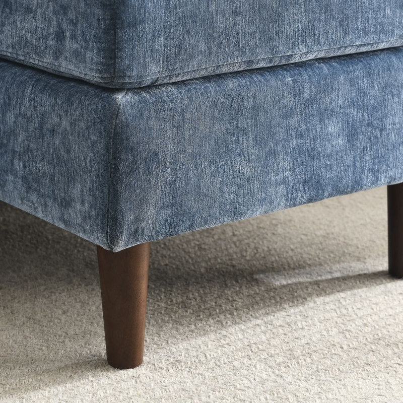 Upholstered 80 " Chenille L-Shaped Sofa & Chaise with Ottoman