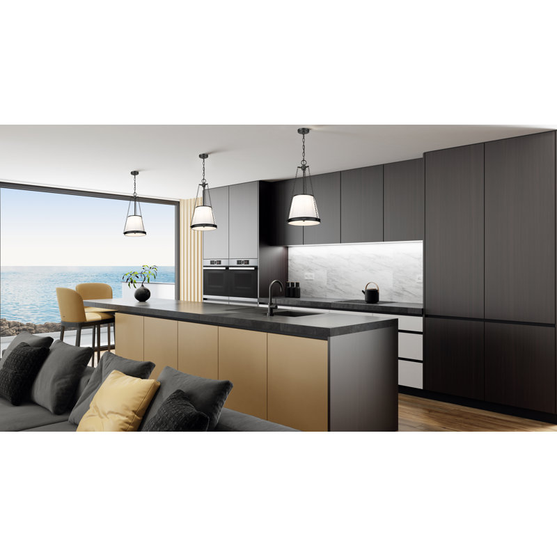 Luminaire suspendu 4 lumières Guilherme, Noir mat