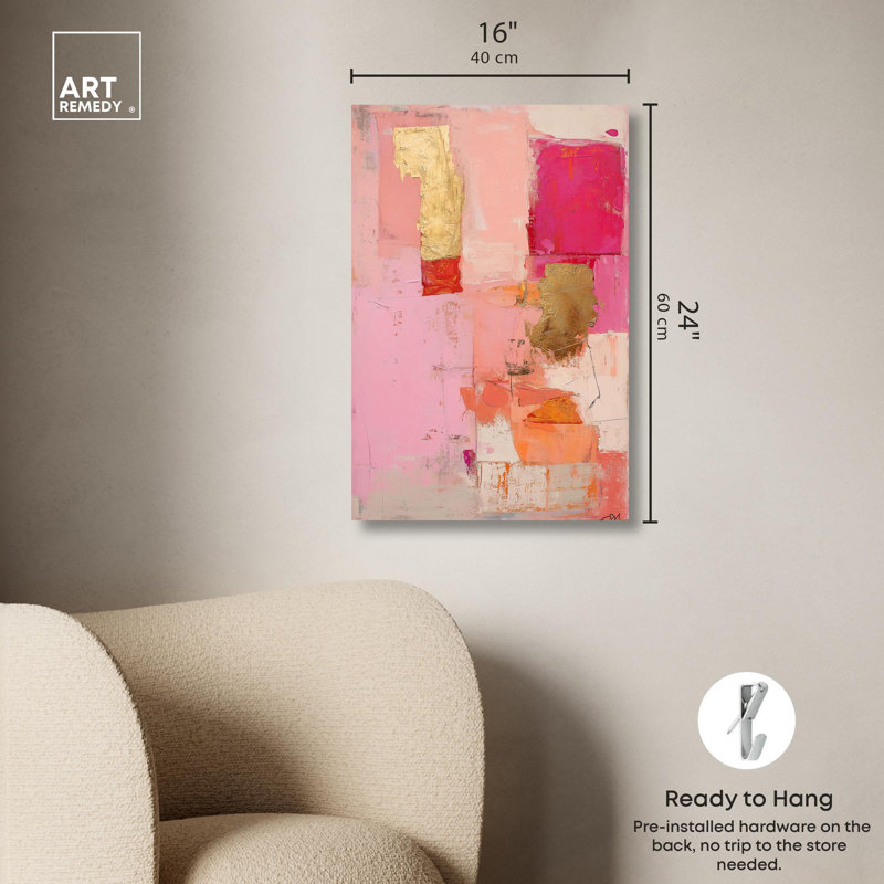 Art Remedy Blush Abstracts Canvas, Wrapped Canvas, 24" H x 16" W