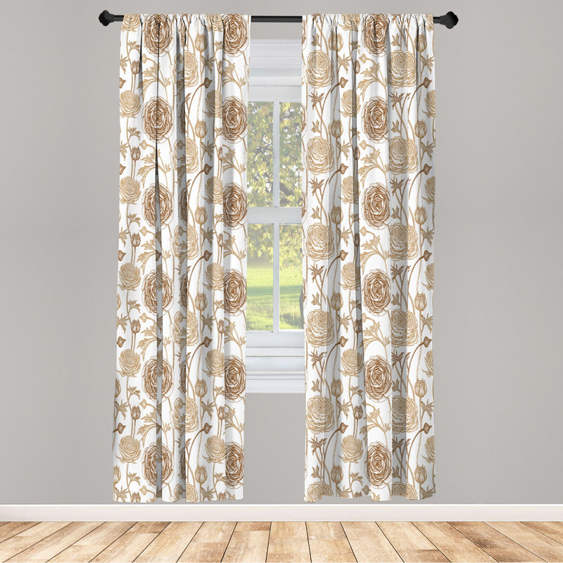 Panneau coulissant floral semi-diaphane avec passe-tringle, 28 po x 63 po
