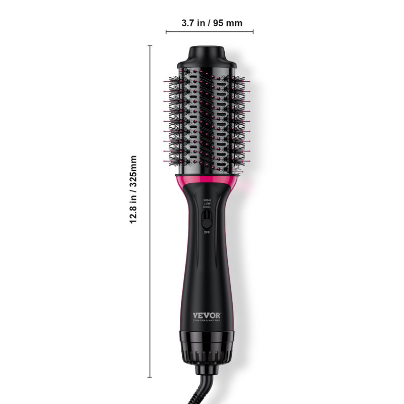 Séchoir à cheveux avec brosse à air chaud à double tension et baril ovale 2,56 po