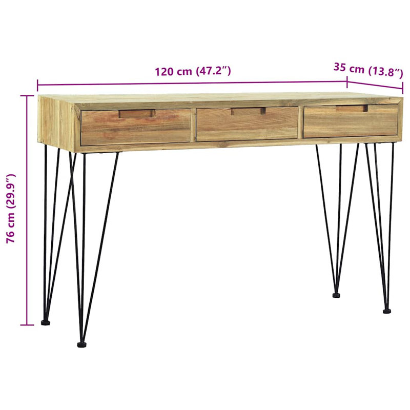 Console Table 47.2"x13.8"x29.9" Solid Teak