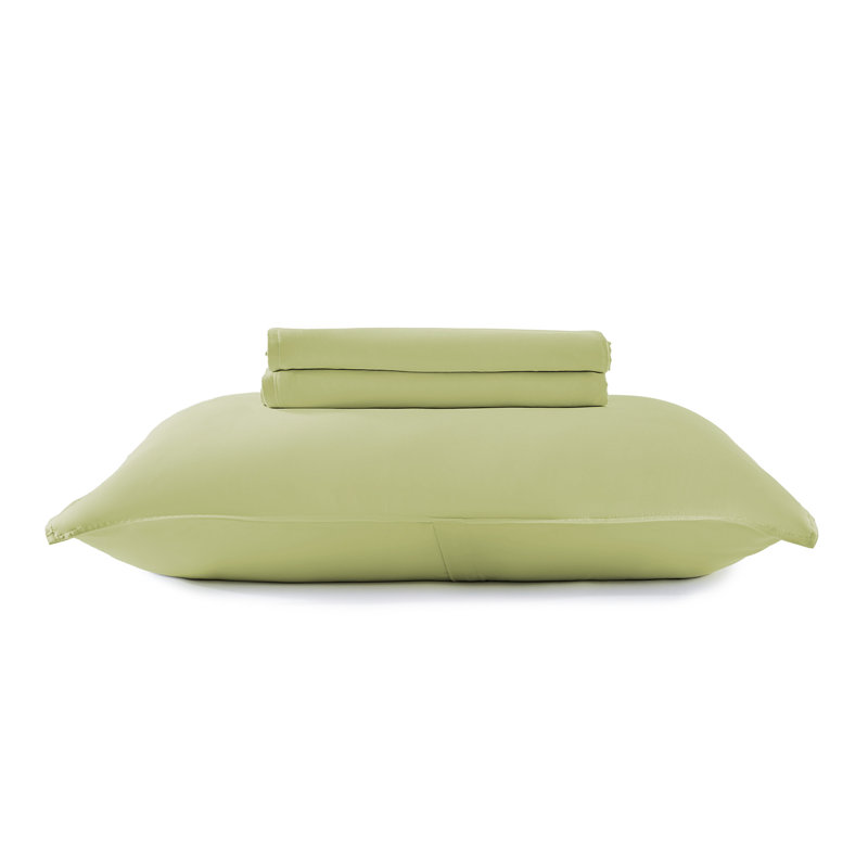 Ensemble de housse de couette en viscose de bambou naturel avec taies décoratives, Twin Duvet Cover + 1 Sham, Moss