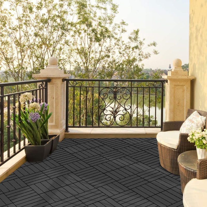Carreau de terrasse à emboîtement en composite 12 po x 12 po, Gris