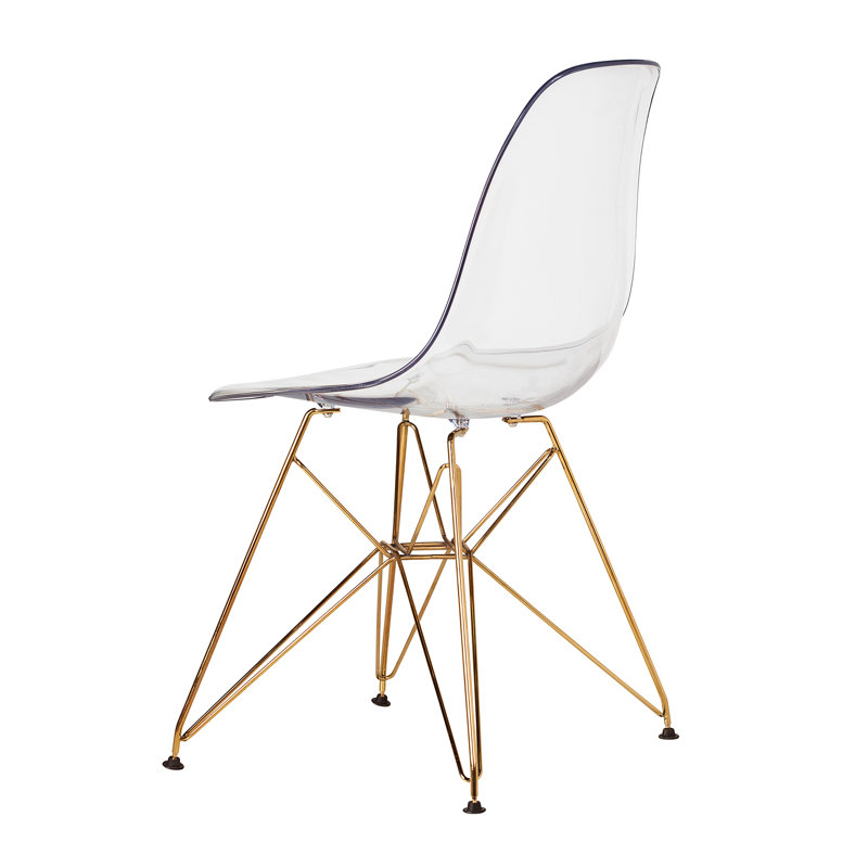 Modern Clear Acrylic Dining Side Chair, Clear/Gold