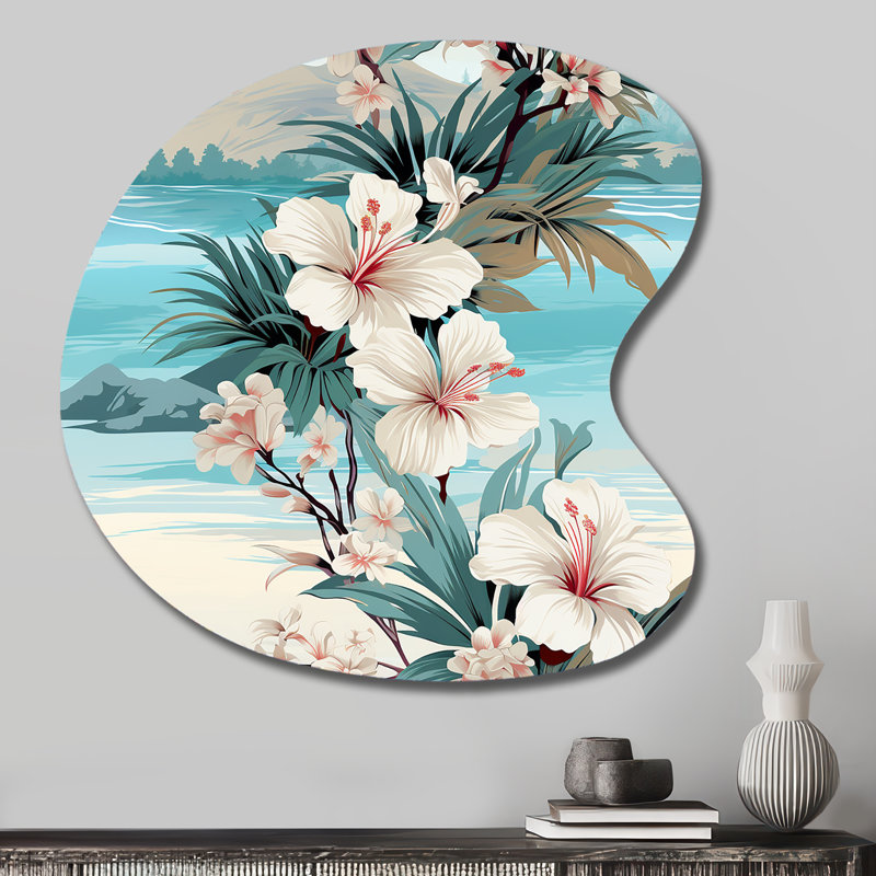 Décoration murale en métal bord de mer à motif tropical de reflets bord de mer, H 27 po x l 27 po