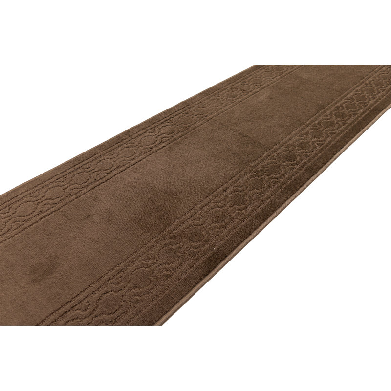 Tapis antidérapant brun à poils courts, Tapis de couloir 2 pi 2 po x 8 pi