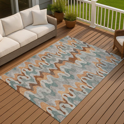 Tapis abstrait lavable à la machine intérieur / extérieur ACN2481