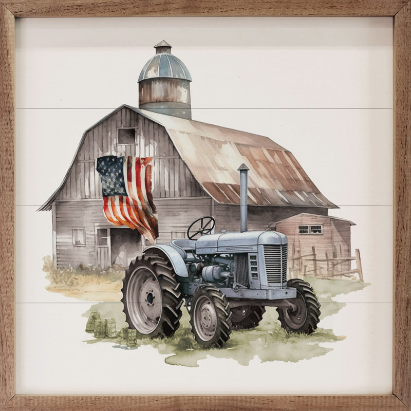 Tracteur de grange drapeau américain, L 4 po x H 4 po