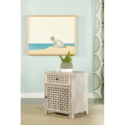 Annajulia 1-drawer Trellis Pattern Storage Cabinet White Washed